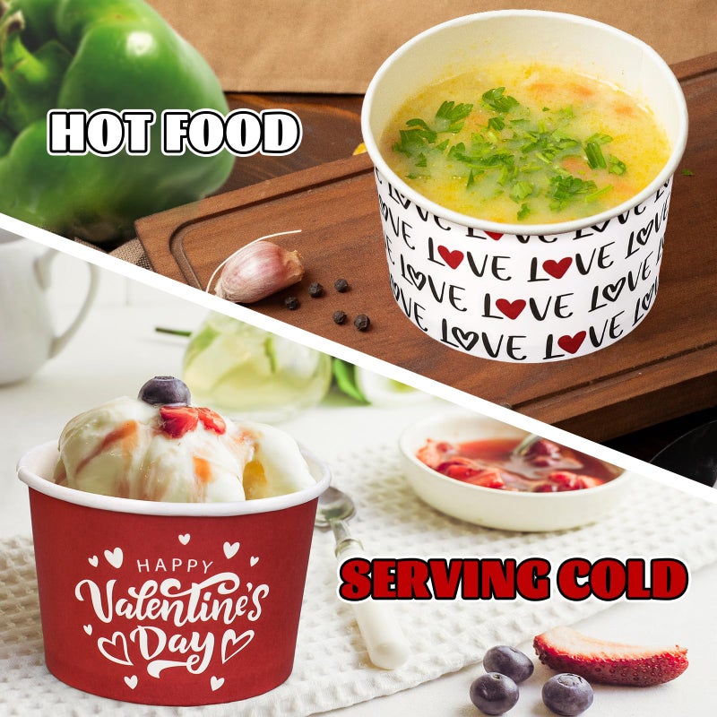 Whaline 60 Packs Snack Cups Love Red Heart Disposable Bowls 9oz Dessert Food Treat Paper Bowls for Wedding Treats Cupcakes Party Favor Supplies Decor - Image 4
