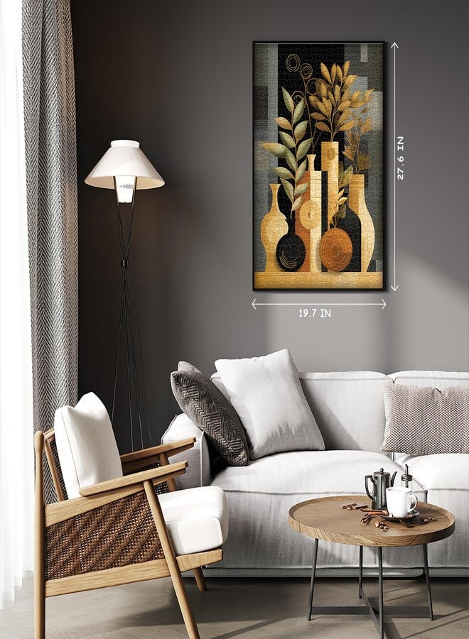 PICKFORU Impossible Puzzle for Adults 1000 Pieces, Geometric Modern Art Jigsaw Puzzle Plant Floral Vase, Black Golden Abstract Challenge Puzzles - Image 3