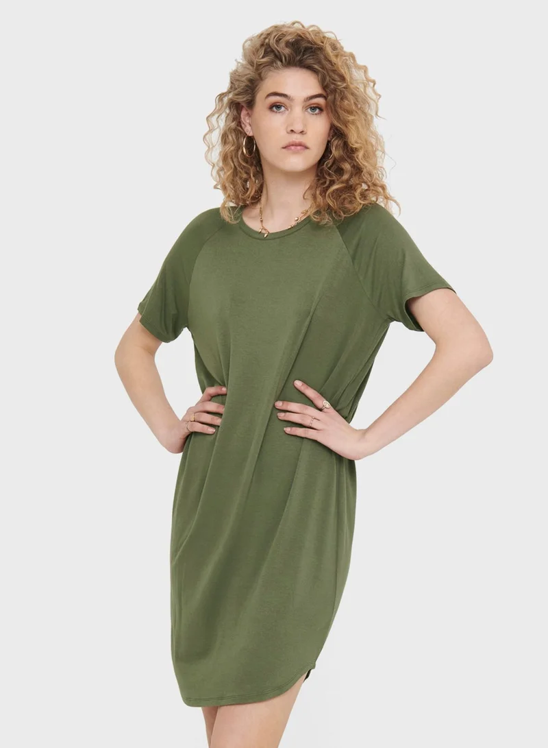 Jacqueline de Yong Curved Hem  T-Shirt Dress