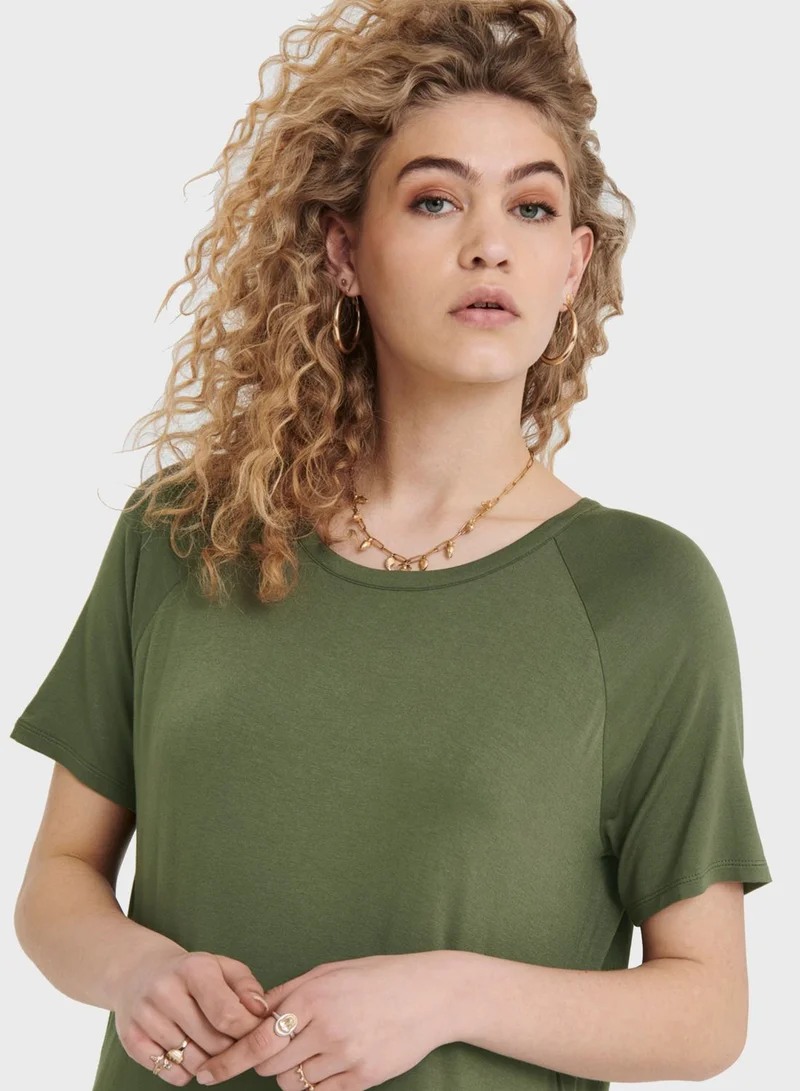 Jacqueline de Yong Curved Hem  T-Shirt Dress