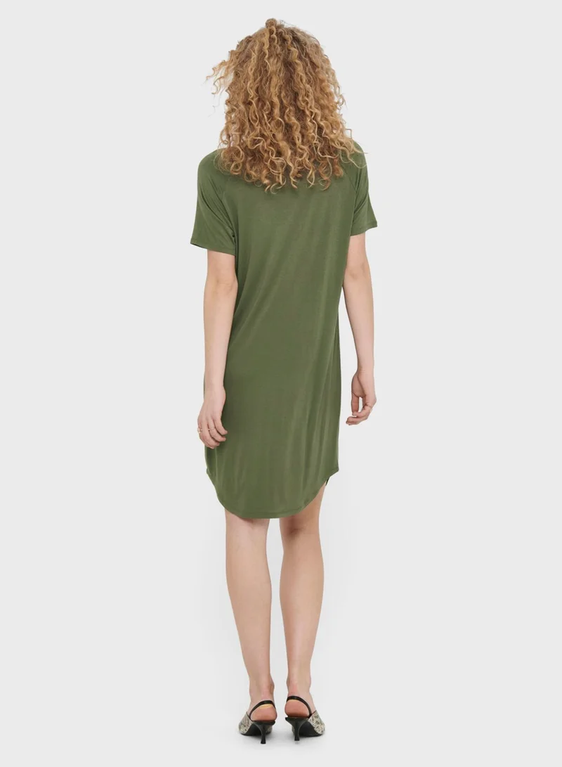 Jacqueline de Yong Curved Hem  T-Shirt Dress