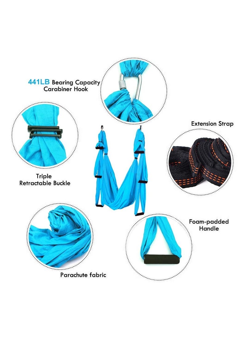 Arabest - Yoga Hammock - Aerial Yoga Swing Set, Yoga Trapeze Inversion Exercises with Extension Straps and Ceiling Anchors, Hanging Aerial Hammock for Fitness, Dance, Yoga, Gymnastics - Image 1