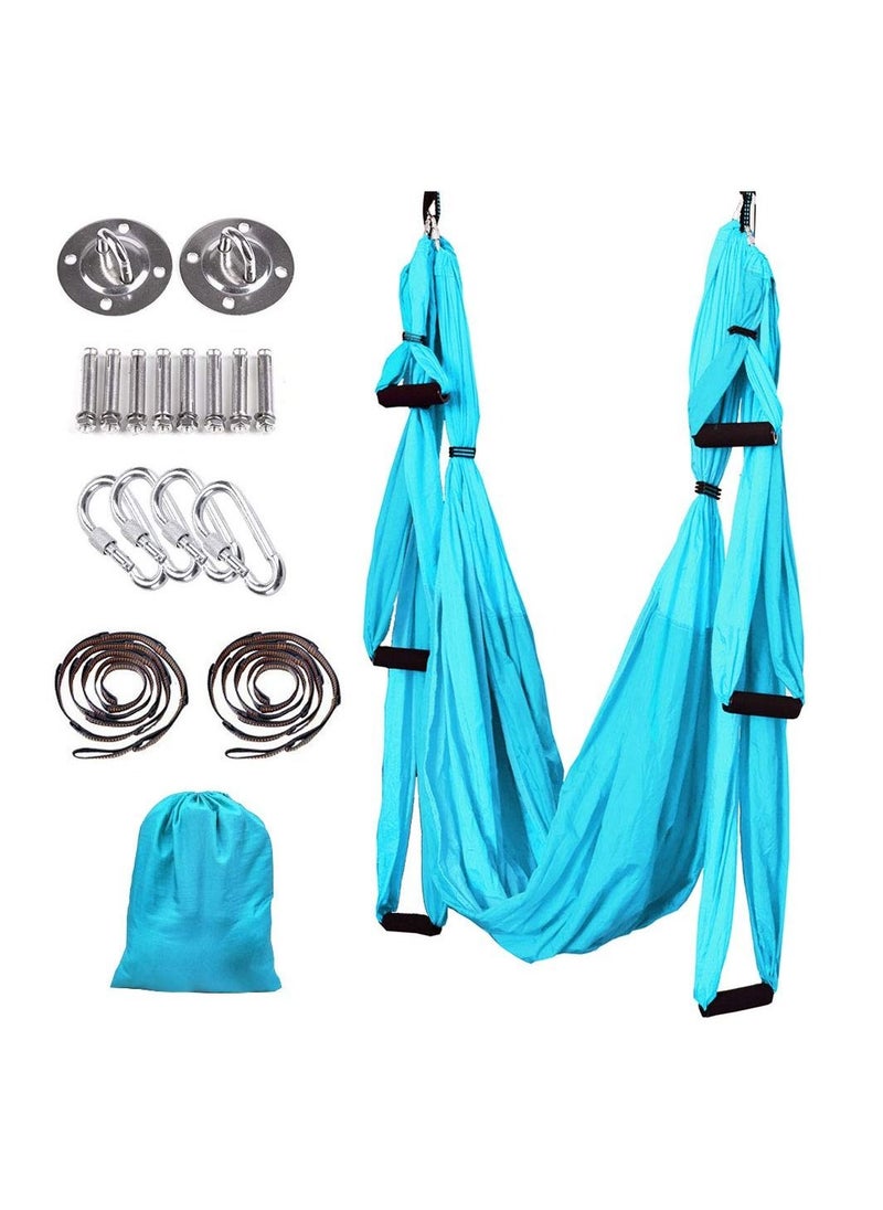 Arabest - Yoga Hammock - Aerial Yoga Swing Set, Yoga Trapeze Inversion Exercises with Extension Straps and Ceiling Anchors, Hanging Aerial Hammock for Fitness, Dance, Yoga, Gymnastics - Image 1