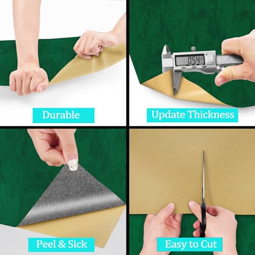 ReWallpaper Green Peel and Stick Wallpaper Luxury Emerald Green Velvet Wallpaper for Bedroom Self Adhesive Removable Textured Contact Paper for Cabinets Soft Velvet Fabric Drawer Liner 17.5inX6.5ft - Image 5