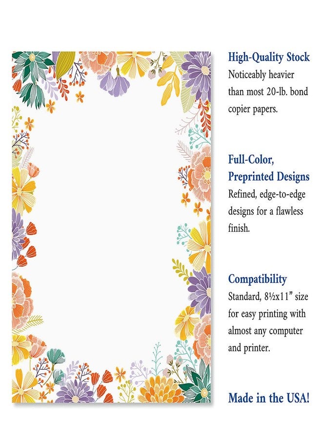 Current Wildflower Floral Letter Paper - Spring Stationery Papers With Decorative Wildflower Border, Printable Holiday, Wedding & Bridal Shower, & Invitation Sheets, Set of 25, 8 1/2" x 11" - Image 4