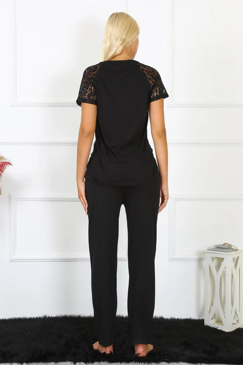 Akbeniz Women's Lace Sleeve Combed Cotton Pajama Set 4147