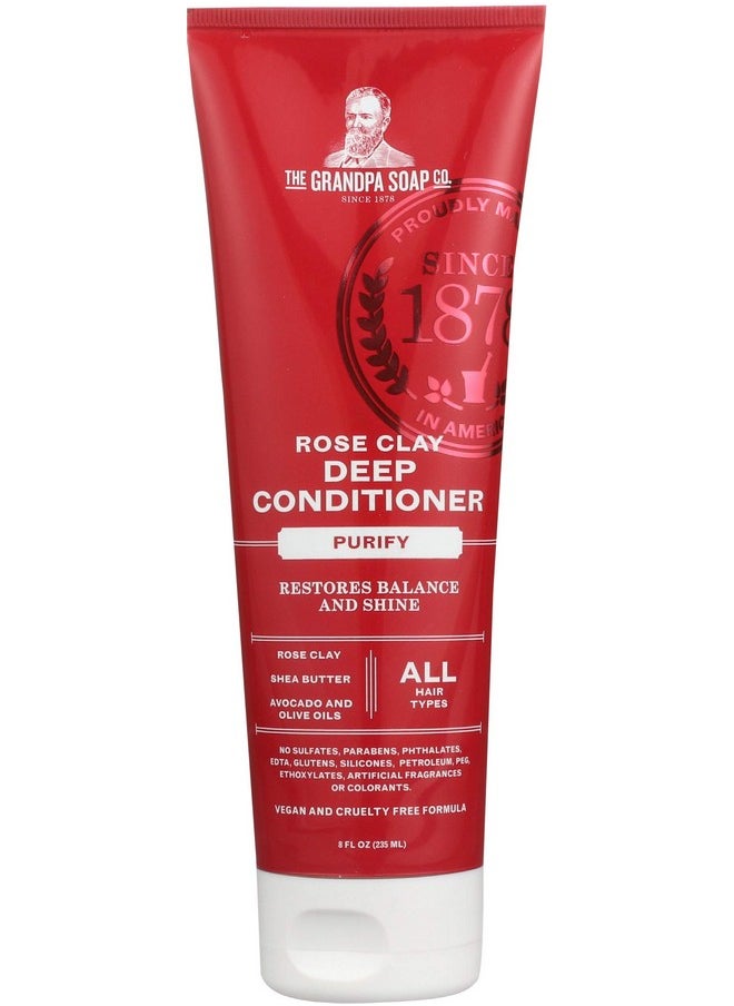 GRANDPA'S Rose Clay Deep Conditioner By The Grandpa Soap Company ; Unisex ; Rose Clay Shea Butter & Avocado And Olive Oils ; All Hair Types ; ; Clean Shampoo ;Vegan & Sulfatefree ; 8 Fl. Oz. Tube  - Image 2