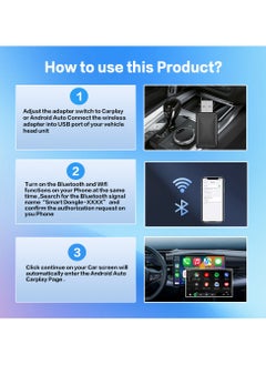 GUDOO 2 in 1 Wireless CarPlay Apple CarPlay and Android Auto Car Adapter, with WiFi Bluetooth Plug and Play Converts Wired to Wireless for OEM Factory Wired Type-C/USB Adapter, 5Ghz WiFi Fast Auto Connect and Online Update  - Image 4