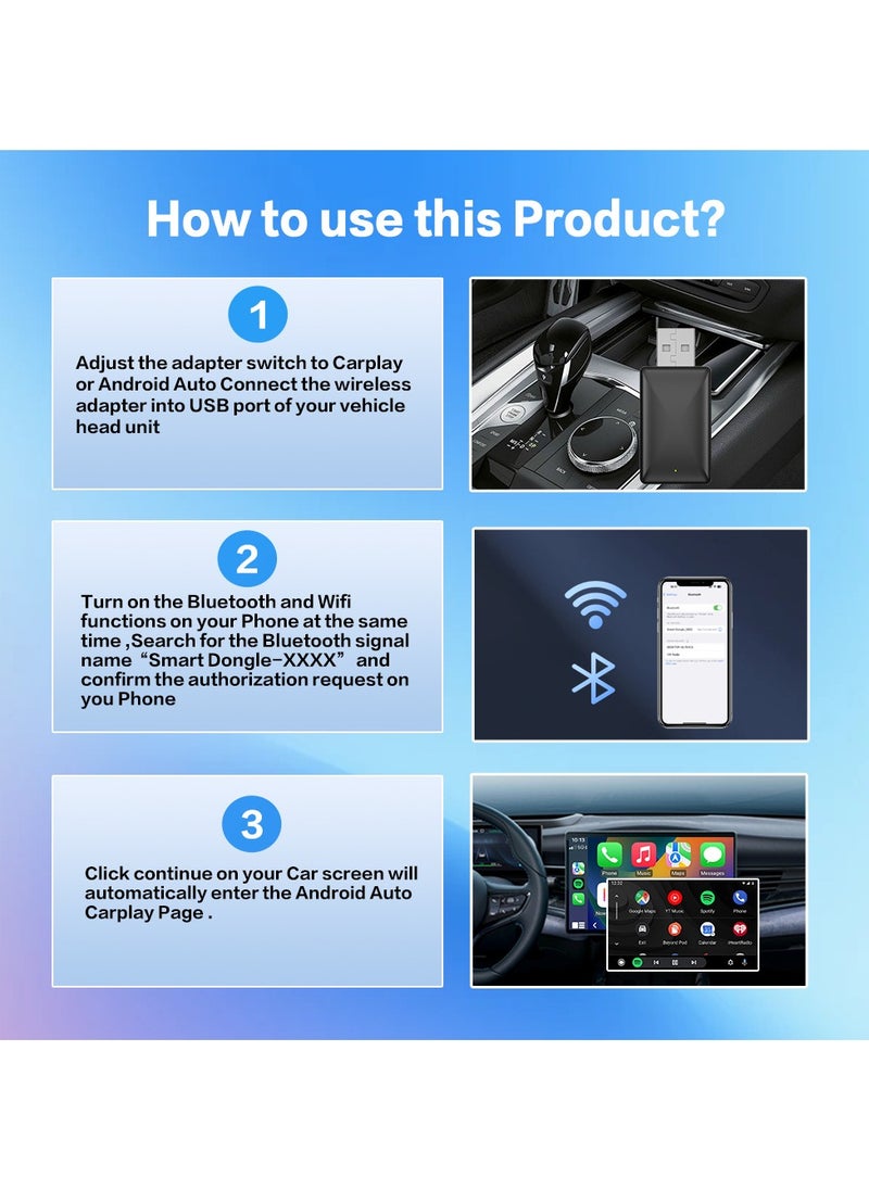 GUDOO 2 in 1 Wireless CarPlay Apple CarPlay and Android Auto Car Adapter, with WiFi Bluetooth Plug and Play Converts Wired to Wireless for OEM Factory Wired Type-C/USB Adapter, 5Ghz WiFi Fast Auto Connect and Online Update  - Image 4
