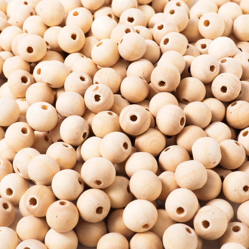 300pcs 10MM Wood Beads Natural Unfinished Round Wooden Loose Beads Wood Spacer Beads for Craft Making Decorations and DIY Crafts 10mm