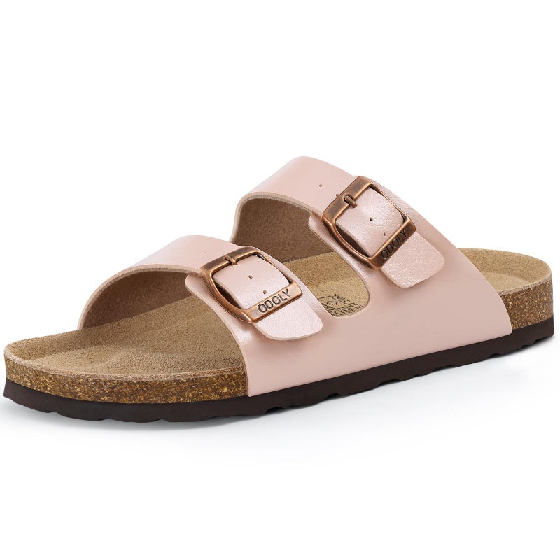 ODOLY Unisex Cork Footbed Slide Sandal, Arch Support Summer Outdoor Sandals with Adjustable Buckle for Women and Men,Rose Gold 39(8-8.5 Women/6.5-7 Men) - Image 1