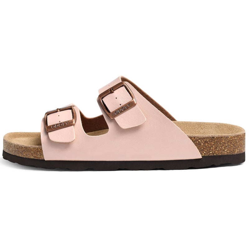 ODOLY Unisex Cork Footbed Slide Sandal, Arch Support Summer Outdoor Sandals with Adjustable Buckle for Women and Men,Rose Gold 39(8-8.5 Women/6.5-7 Men) - Image 2