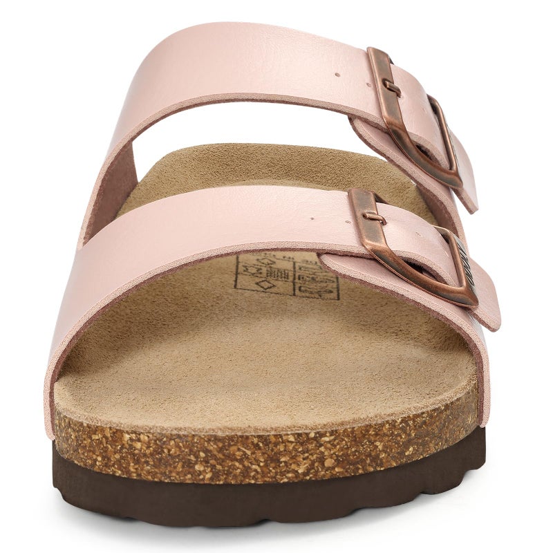 ODOLY Unisex Cork Footbed Slide Sandal, Arch Support Summer Outdoor Sandals with Adjustable Buckle for Women and Men,Rose Gold 39(8-8.5 Women/6.5-7 Men) - Image 3