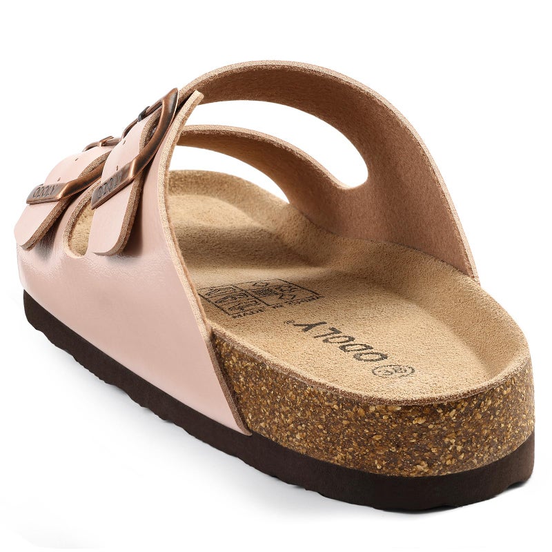 ODOLY Unisex Cork Footbed Slide Sandal, Arch Support Summer Outdoor Sandals with Adjustable Buckle for Women and Men,Rose Gold 39(8-8.5 Women/6.5-7 Men) - Image 4