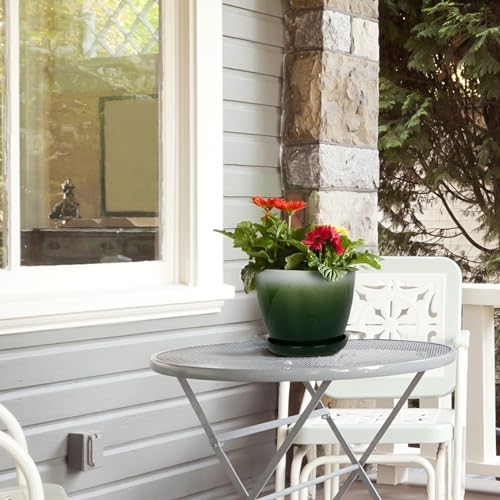 Worth Garden Plastic Round 8" Plant Pots - Set of 6 Multicolor Small Gloss Flower Pot Planters with Drainage Hole and Saucer - Home Decorative Christmas Containers - Image 5