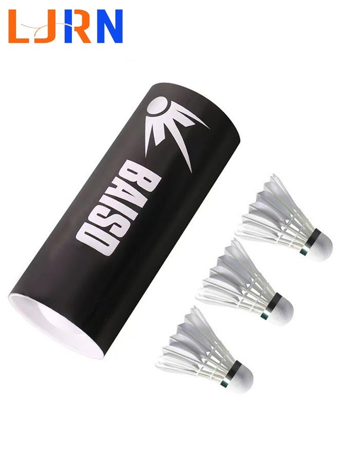 LJRN عبوة من 3 ريشات الإوز، كرات الريشة مع ثبات ومتانة رائعة، كرة الريشة عالية السرعة - Image 1