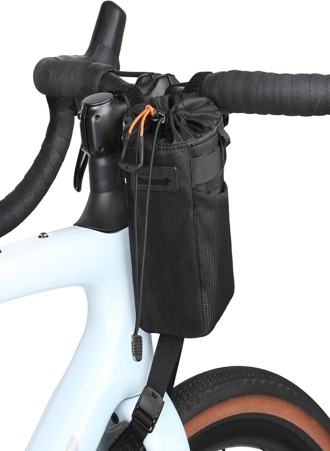 Rhinowalk Bike Water Bottle Bag with Quick Release, Insulated & Waterproof, 3-Point Mounting, Drain Hole, Side Mesh Pockets - Durable Nylon for MTB, Road, and Gravel Bikes（Black） - Image 1