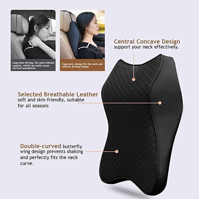 MGNLR Car Neck Rest Pillows - Memory Foam Car Seat Head Rest Cushion Pillow for Neck and Cervical Support | 100% Pure Memory Foam Neck Pillow with Breathable Removable Cover (Black) (1) - Image 3