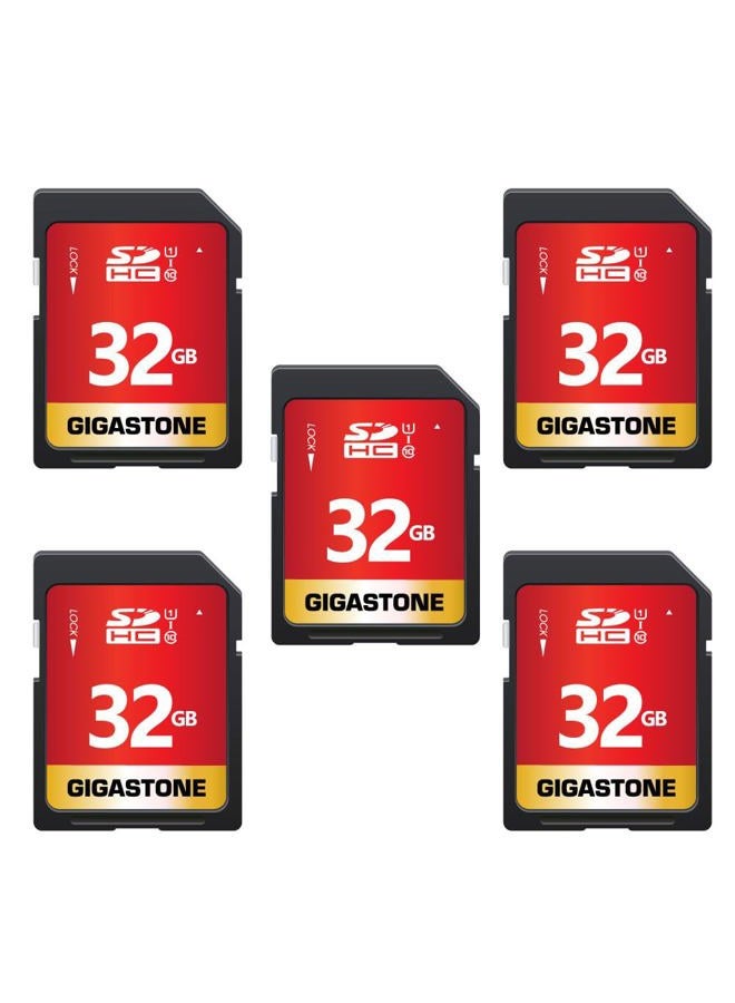 GIGASTONE 32GB SD Card 5-Pack UHS-I U1 Class 10 SDHC Memory Card High-Speed Full HD Video Compatible with Canon Digital Camera, SPYPOINT TACTACAM WOSPORTS Trail Camera, with 5 Mini Cases
