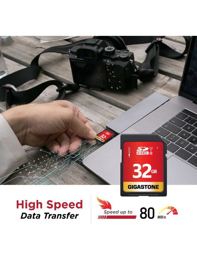 GIGASTONE 32GB SD Card 5-Pack UHS-I U1 Class 10 SDHC Memory Card High-Speed Full HD Video Compatible with Canon Digital Camera, SPYPOINT TACTACAM WOSPORTS Trail Camera, with 5 Mini Cases - Image 3