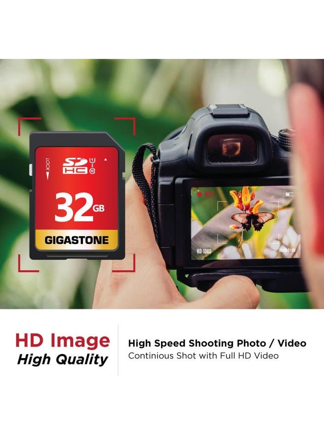 GIGASTONE 32GB SD Card 5-Pack UHS-I U1 Class 10 SDHC Memory Card High-Speed Full HD Video Compatible with Canon Digital Camera, SPYPOINT TACTACAM WOSPORTS Trail Camera, with 5 Mini Cases - Image 4