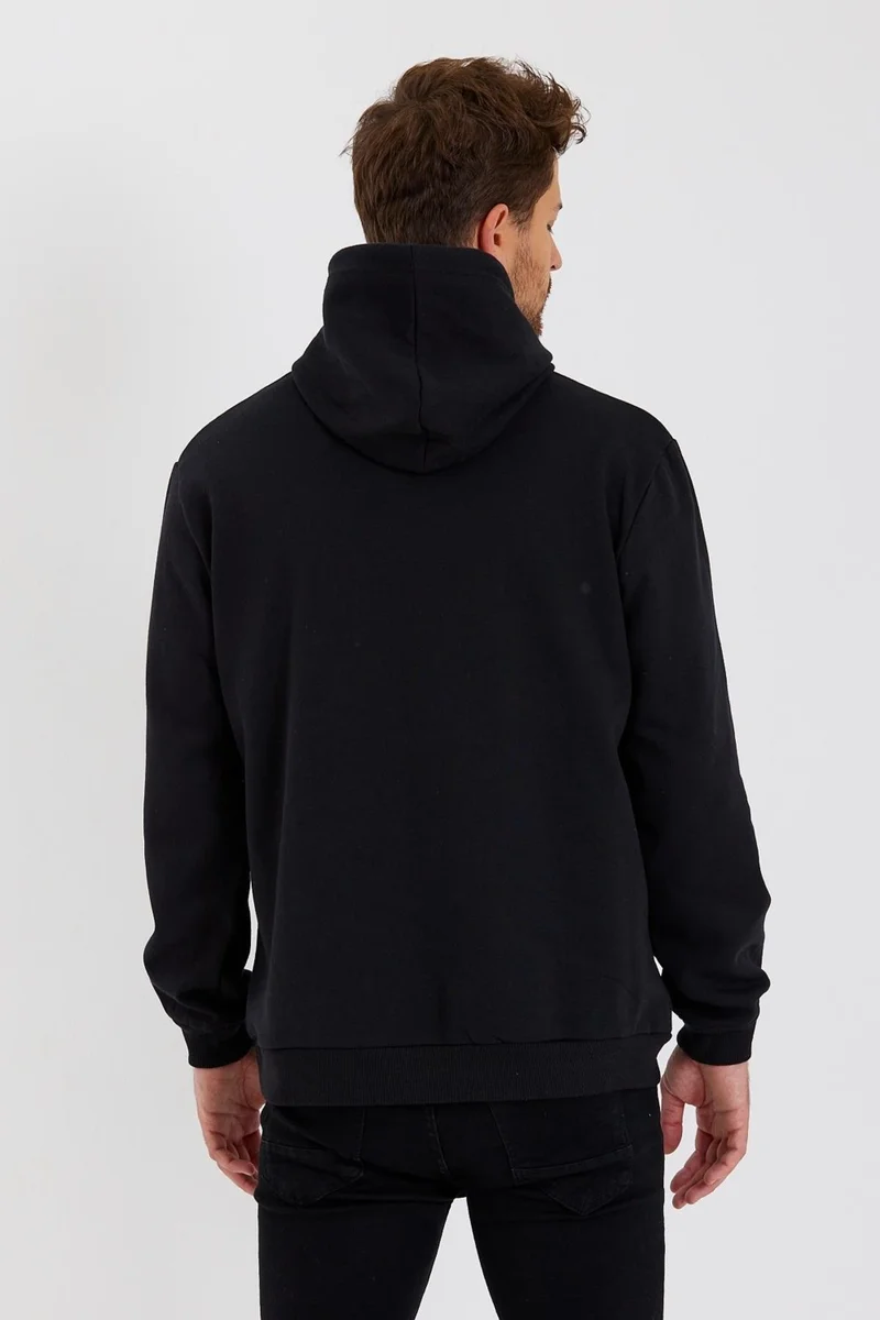 mmetalic Black Kangaroo Pocket Hooded Men's Sweatshirt