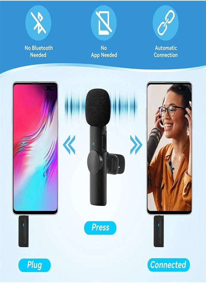 Generic Wireless Lavalier Microphones for iPhone, iPad, Android, Camera, USB-C Microphone, 7-Hour Battery, Mini Microphone with Noise Reduction for Video Recording, Black  - Image 2