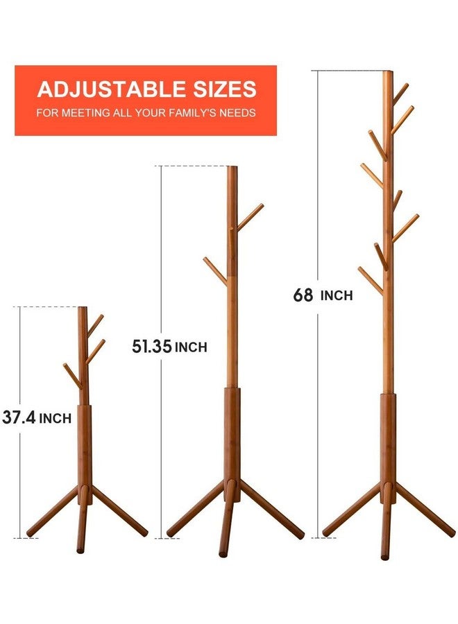 ADA ADA Premium Natural Bamboo Coat Rack Free Standing with 7 Hooks, Tree Coat Rack Stand for Coats, Hats, Scarves, Clothes, and Handbags DIY Golden Yellow, Cm  - Image 5