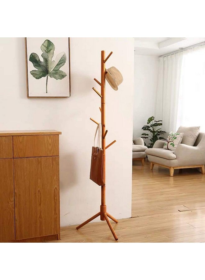 ADA ADA Premium Natural Bamboo Coat Rack Free Standing with 7 Hooks, Tree Coat Rack Stand for Coats, Hats, Scarves, Clothes, and Handbags DIY Golden Yellow, Cm  - Image 1