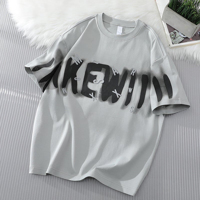 2025 Round Neck Letter Short-Sleeved Sports Trendy Brand Men'S Loose Light Mature Fashionable Men'S And Women'S T-Shirt Korean Style - Image 2