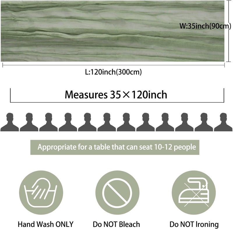 klarako 12 Pack 10Ft Cheesecloth Table Runner 35x120 Inch Boho Gauze Table Runner Cheese Cloth Long Table Runner Romantic Table Runner for Wedding Bridal Shower Birthday Party Table Decor (Dusty Sage Green) - Image 2