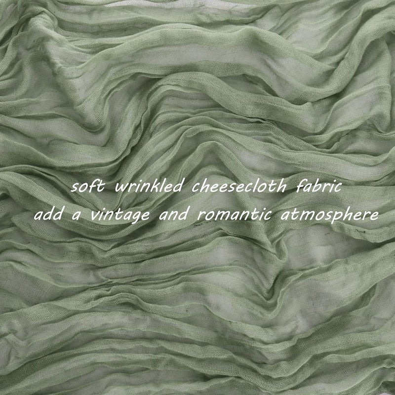 klarako 12 Pack 10Ft Cheesecloth Table Runner 35x120 Inch Boho Gauze Table Runner Cheese Cloth Long Table Runner Romantic Table Runner for Wedding Bridal Shower Birthday Party Table Decor (Dusty Sage Green) - Image 3