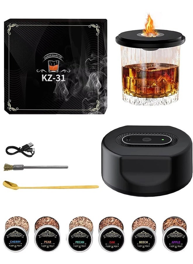Electric Whiskey Smoker Kit, Cocktail Smoker Kit with 6 Flavors Wood Chips, Infuse Smoky Flavors in Old Fashioned Cocktails, Unique Whiskey Gifts for Men Dad Husband - Image 1