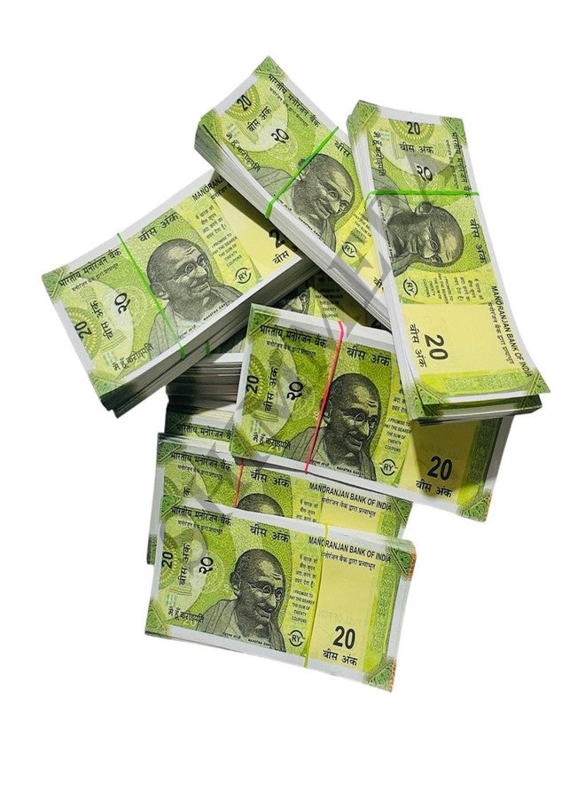 Shimmera ₹20 Dummy Notes (Pack of 500) - Educational Play Money Dummy Currency Fake Note for Kids, Props & Events - Image 3
