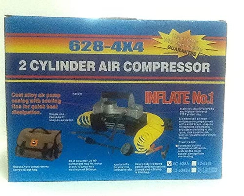 Car 2 Cylinder Air Compressor with foam handle ,12V, for car Tires ( Camel )