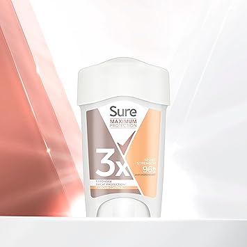 Sure كريم مضاد للتعرق من شور ماكسيموم بروتكتشن بقوة رياضية للنساء، مزيل عرق على شكل عصا مع حماية من التعرق أقوى 3 مرات لمدة 96 ساعة، 45 مل - Image 2