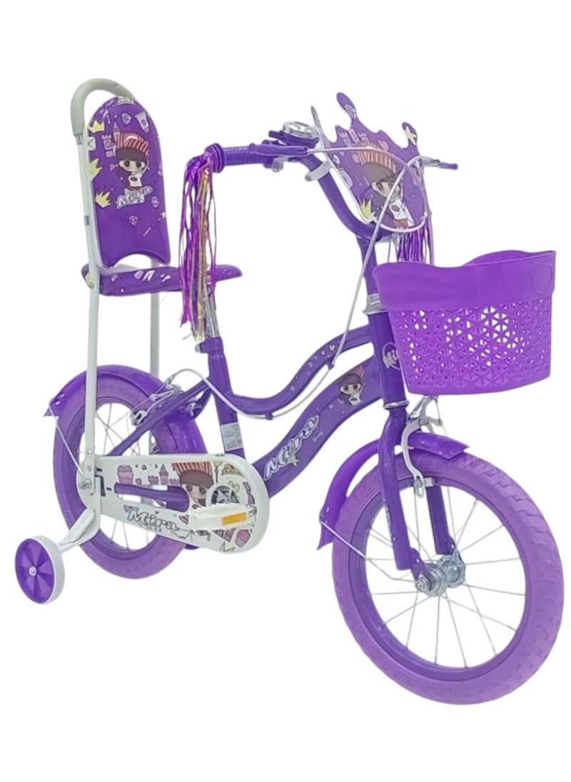 Toy Box - Children Bicycles for Girls 14 Inch Bike with Training Wheels & Basket Age 4 to 7 years - Image 1
