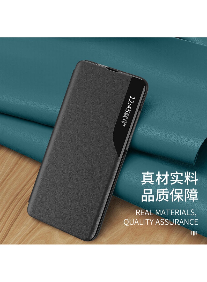 Silicone Smart View Flip Case Cover For Samsung Galaxy S24 Ultra - Black