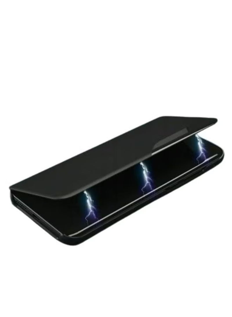 Silicone Smart View Flip Case Cover For Samsung Galaxy S24 Ultra - Black