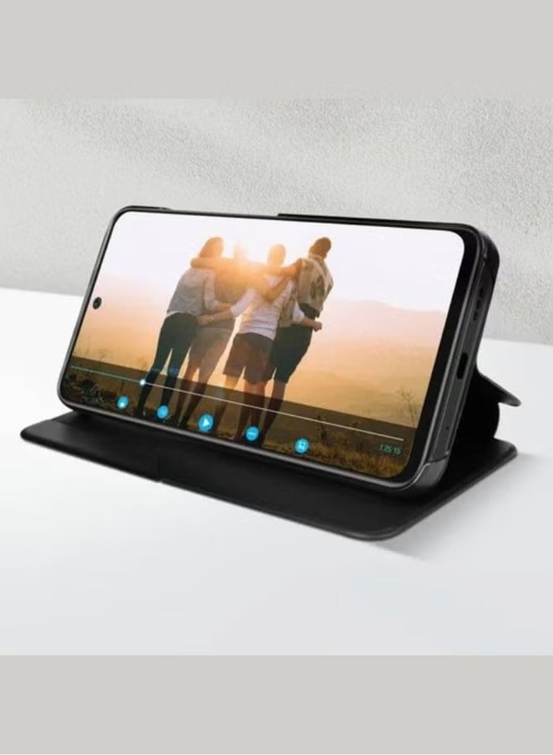 Silicone Smart View Flip Case Cover For Samsung Galaxy S24 Ultra - Black