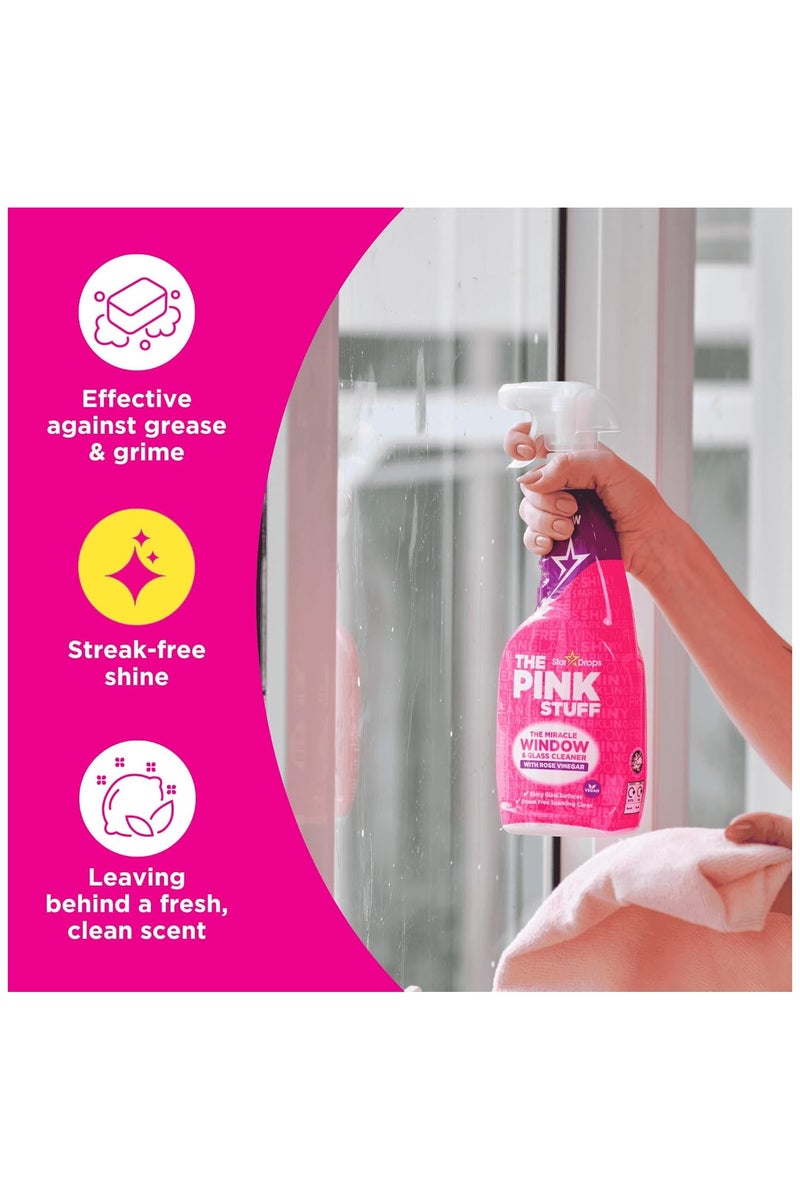 THE PINK STUFF The Miracle Window & Glass Cleaner Spray, With Rose Vinegar, 750 ml - Image 2