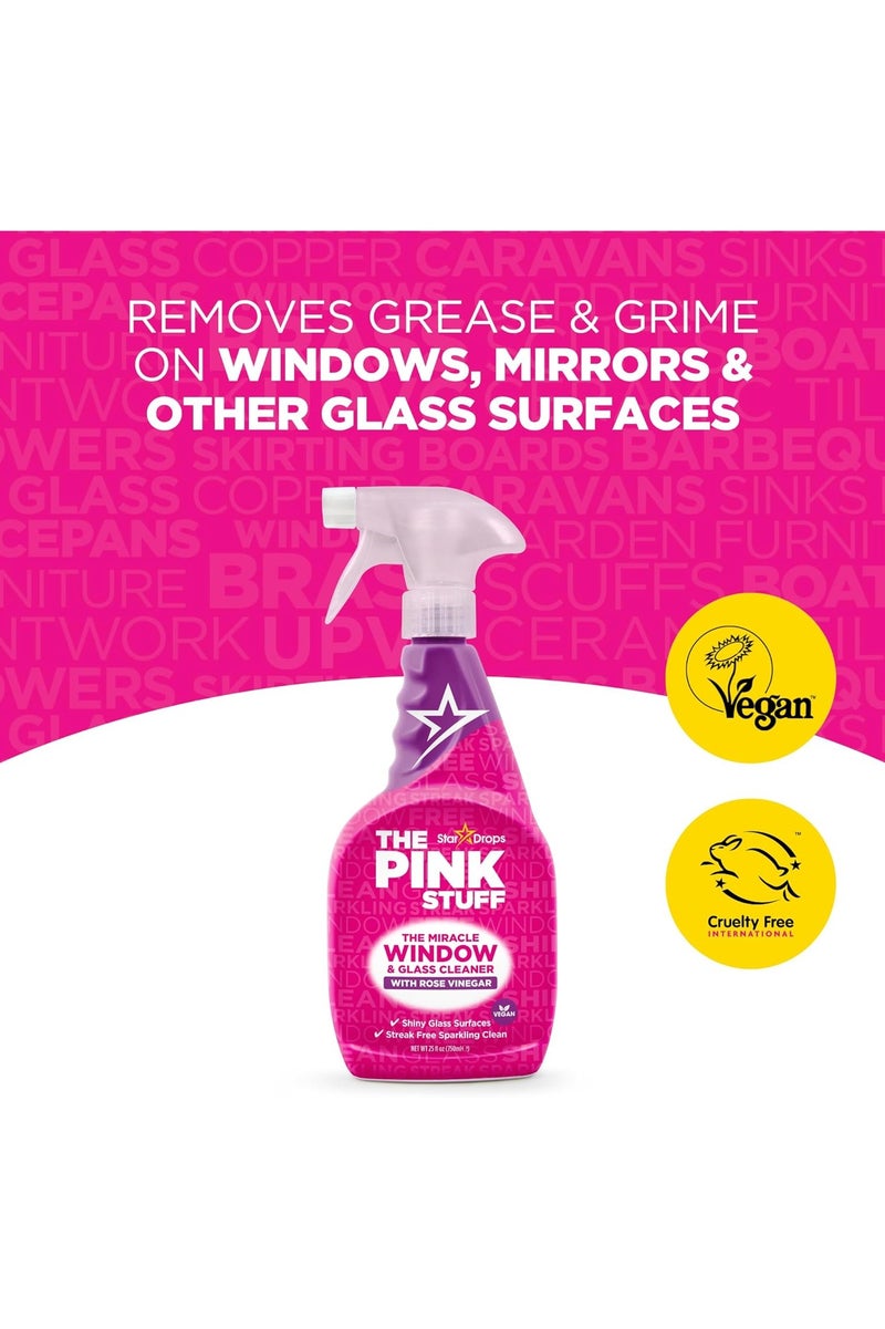 THE PINK STUFF The Miracle Window & Glass Cleaner Spray, With Rose Vinegar, 750 ml - Image 3