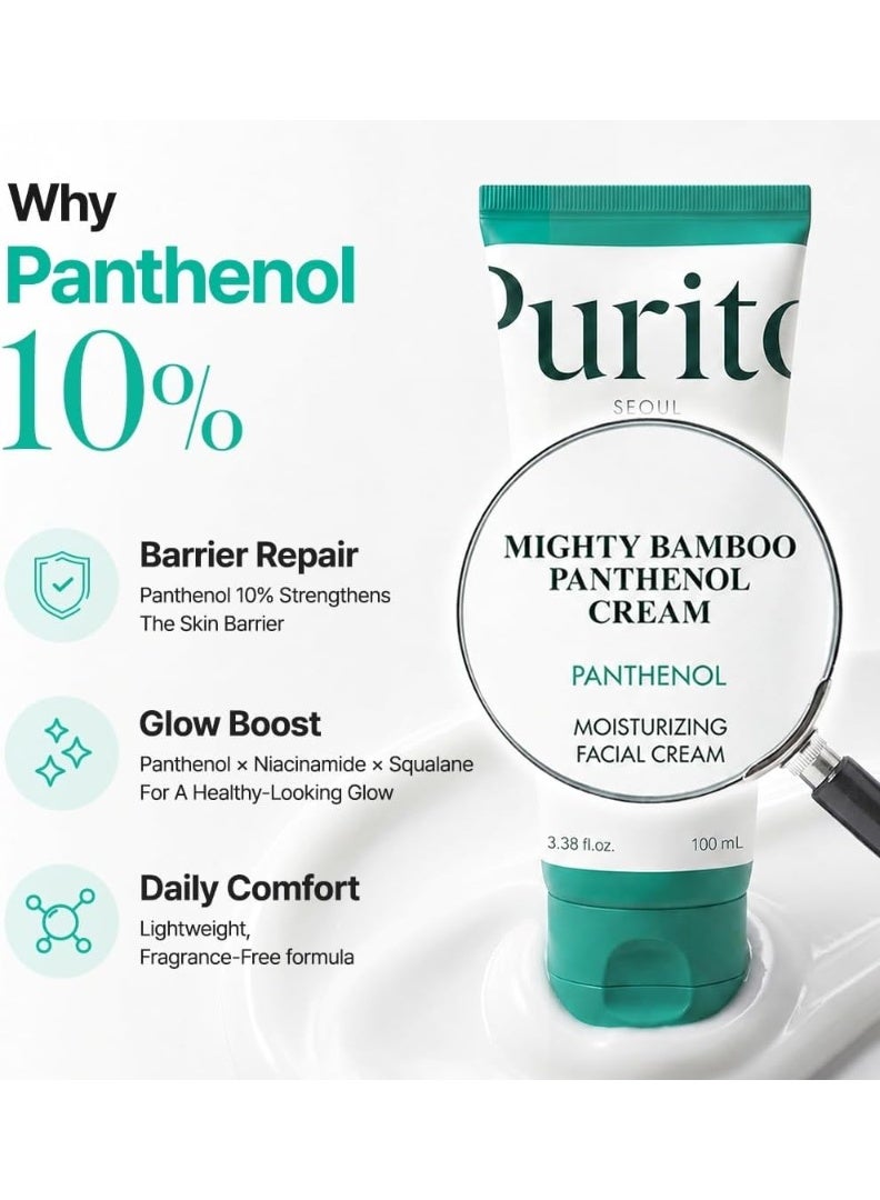 PURITO Mighty Bamboo Panthenol Cream, Glow Cream, Skin Barrier Repair, for All Skin Types, Daily Face Moisturizer, Glass skin, Vegan, Korean Skin Care 3.38fl.oz / 100ml(Pack Of 2) - Image 3