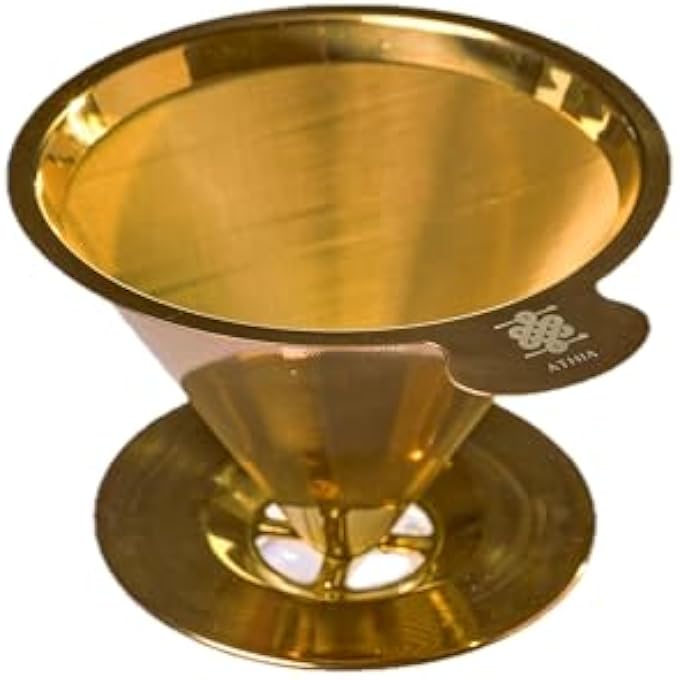 Unity Golden Stainless Steel Reusable Coffee Filter Pour Over Cone Dripper With Fine Mesh Paperless  EcoFriendly Design Fits Most Mugs Carafes  Coffee Makers Golden Standard - Image 1