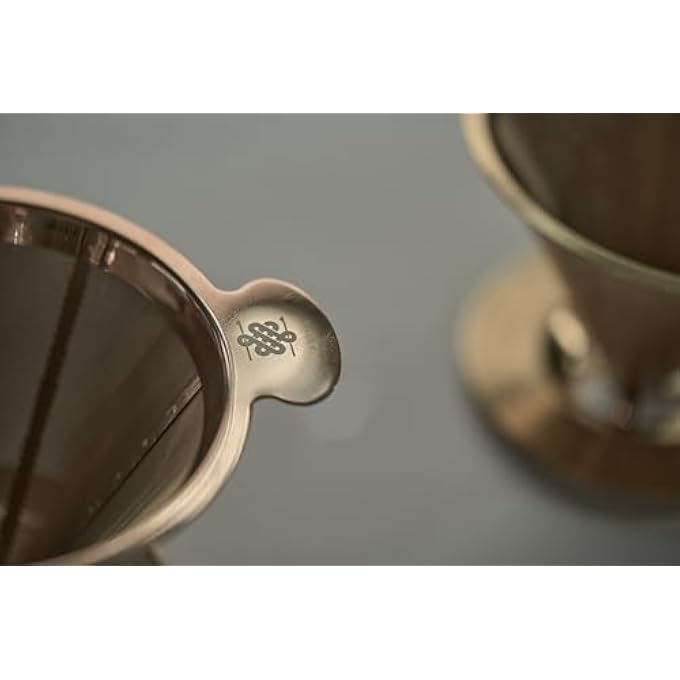 Unity Golden Stainless Steel Reusable Coffee Filter Pour Over Cone Dripper With Fine Mesh Paperless  EcoFriendly Design Fits Most Mugs Carafes  Coffee Makers Golden Standard - Image 3