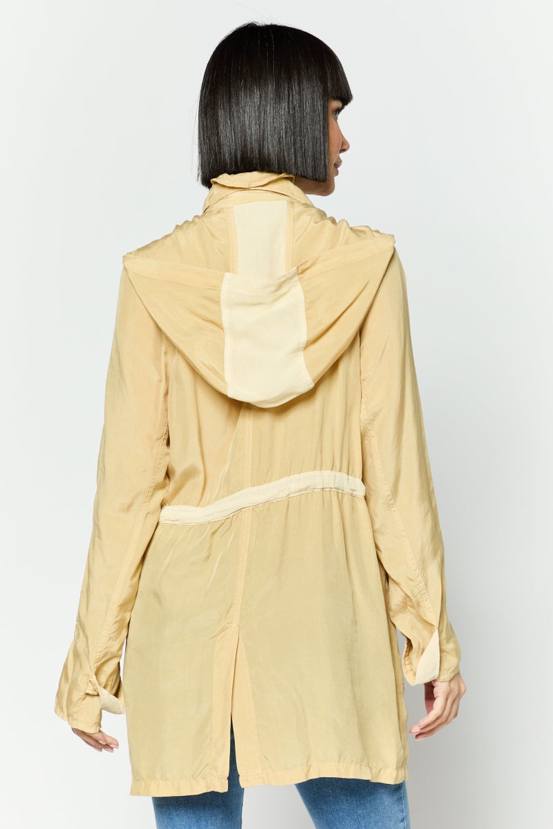 Trussardi Jeans Women Brand Logo Windbreaker Jacket, Beige - Image 3