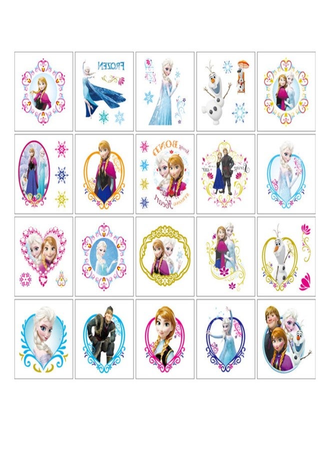LHST 20Sheets Frozen Temporary Tattoos Birthday Themed Party Supplies Decoration Favors Cartoon Cute Princess Sticker for Kids Boys Home Activity Class Prizes Carnival Christmas Rewards (Frozen) - Image 4