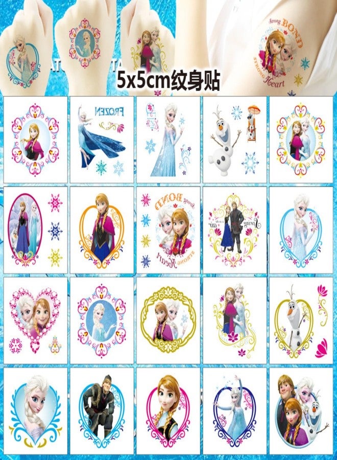 LHST 20Sheets Frozen Temporary Tattoos Birthday Themed Party Supplies Decoration Favors Cartoon Cute Princess Sticker for Kids Boys Home Activity Class Prizes Carnival Christmas Rewards (Frozen) - Image 3
