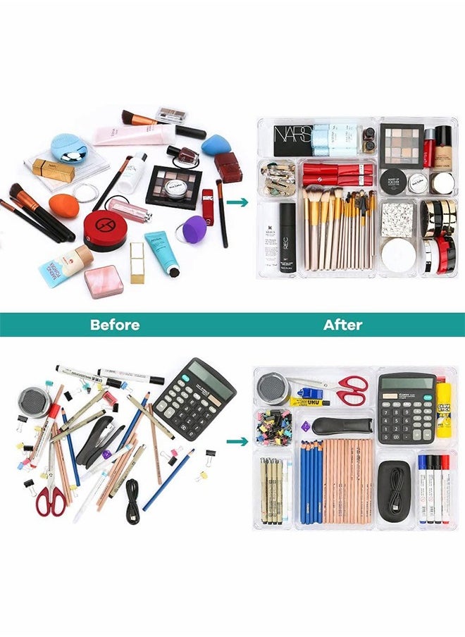 Occuwzz - 16 Pcs Clear Drawer Organizer Tray 5 Size Plastic Desk Drawer Organizations Set - Image 1