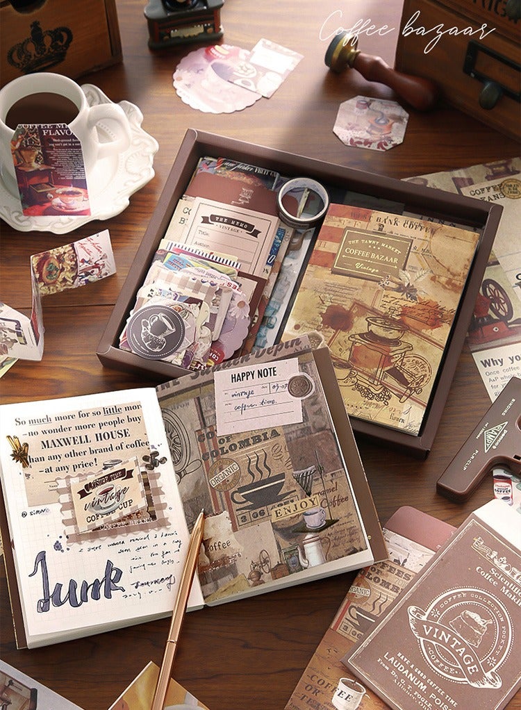 123-Piece Brown Vintage Scrapbook Accessory Set Aesthetic Bullet Junk Journal Kit With Journaling Scrapbook Accessories A6 Grid Notebook Diy Scrapbook Gift For Teenagers And Children Literary And Artistic - Image 3